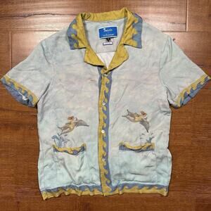 Tombolo x Le Sirenuse Button Up Shirt Men S Blue Short Sleeve Paulo Sandulli Art
